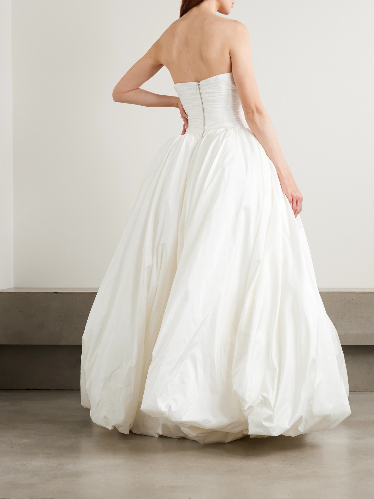 The New Arrivals Ilkyaz Ozel Britt Strapless Ruched Silk-taffeta Gown