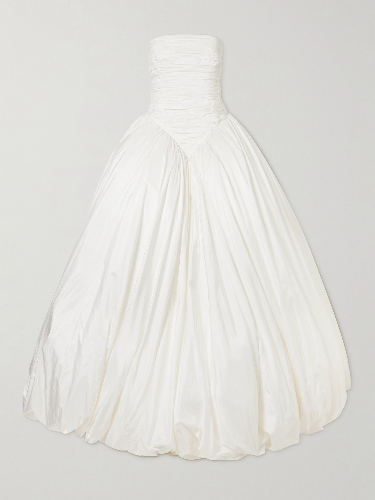 The New Arrivals Ilkyaz Ozel Britt Strapless Ruched Silk-taffeta Gown