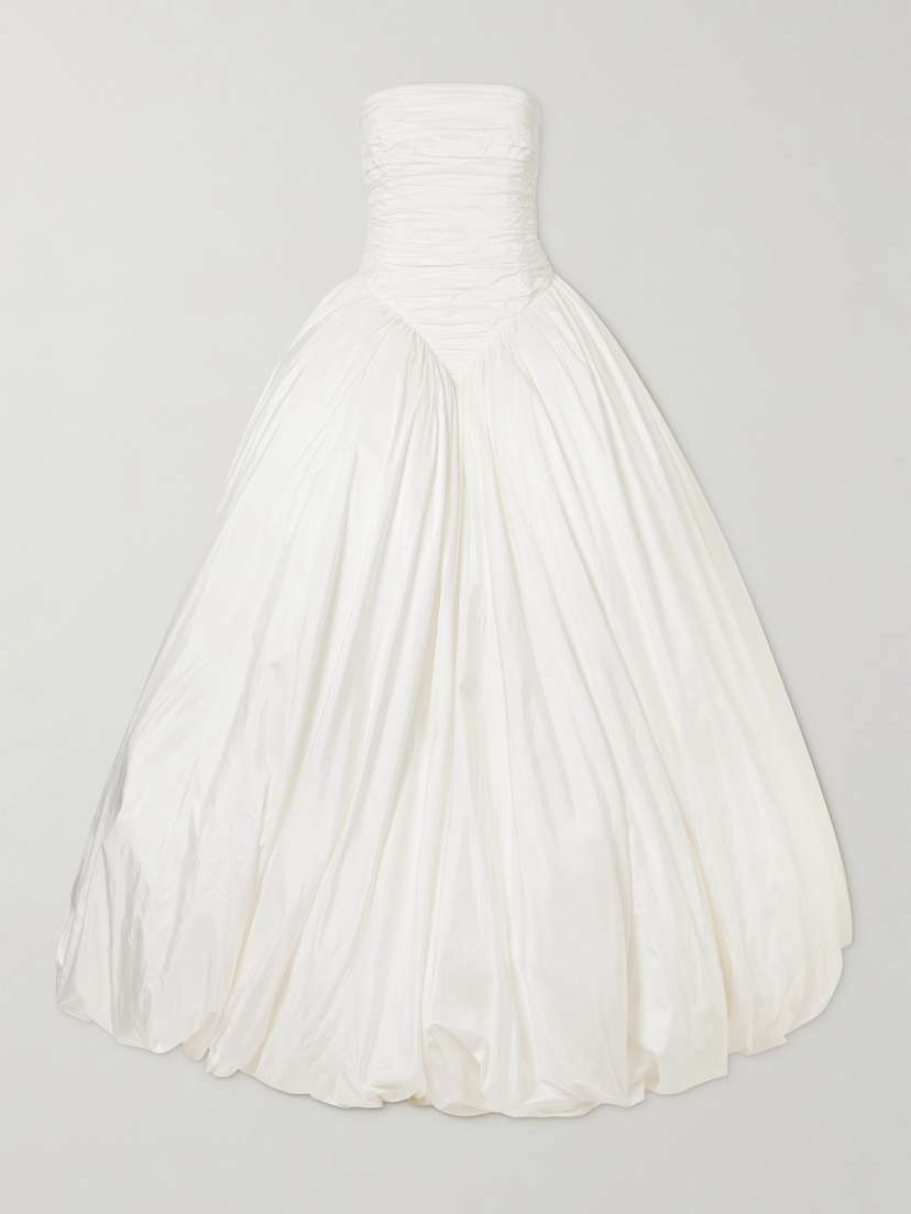 The New Arrivals Ilkyaz Ozel Britt Strapless Ruched Silk-taffeta Gown