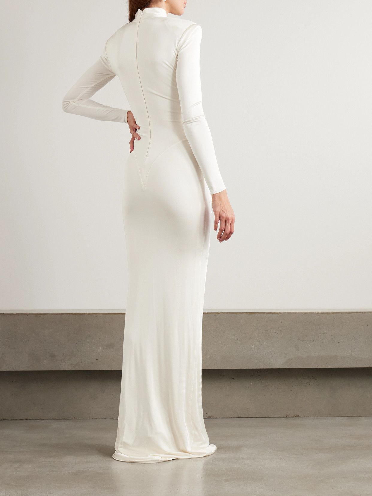 The New Arrivals Ilkyaz Ozel Darja Gathered Satin-jersey Gown In White