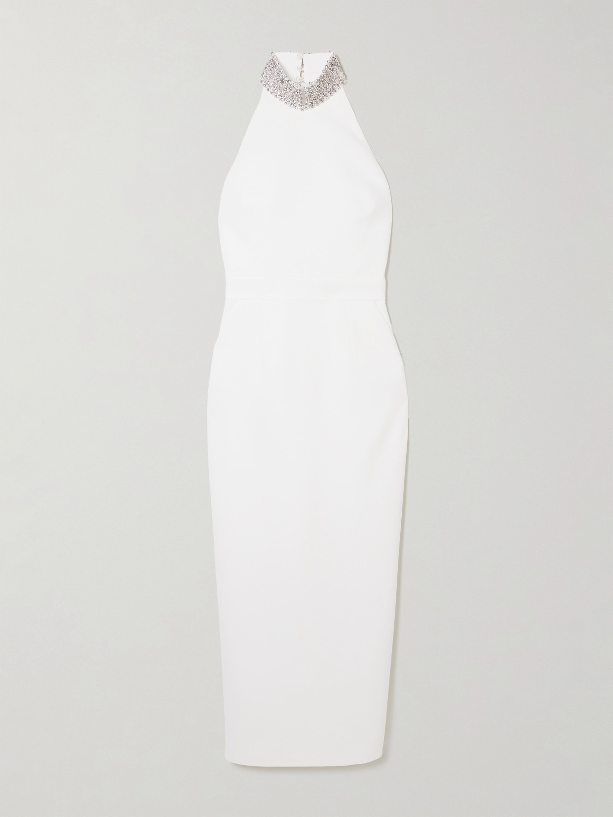 The New Arrivals Ilkyaz Ozel Hemingway Crystal-embellished Cady Halterneck Gown In White