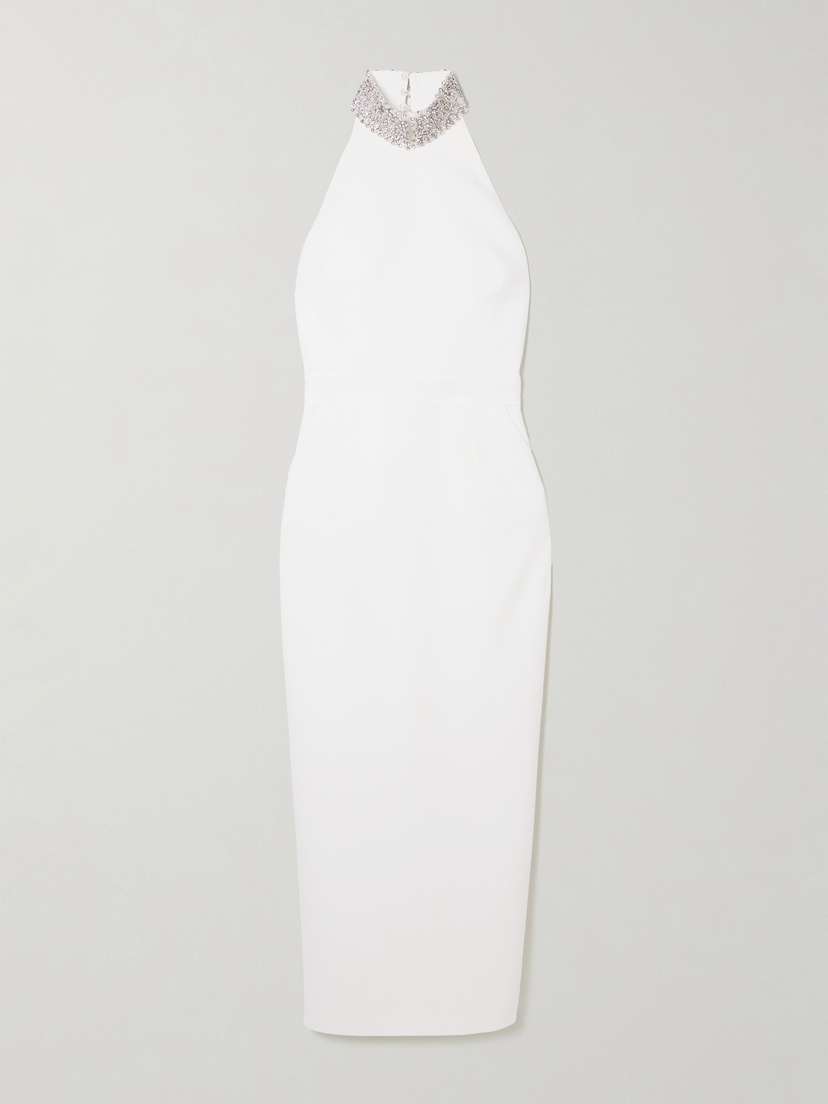 The New Arrivals Ilkyaz Ozel Hemingway Crystal-embellished Cady Halterneck Gown