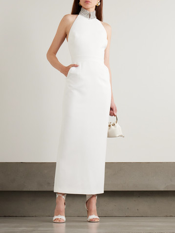 The New Arrivals Ilkyaz Ozel Hemingway crystal-embellished cady halterneck gown
