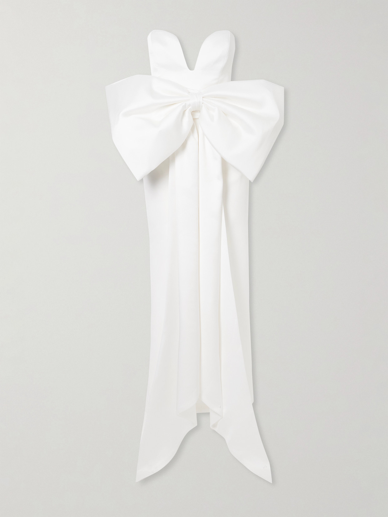 The New Arrivals Ilkyaz Ozel Peggy Strapless Bow-detailed Satin Gown In White