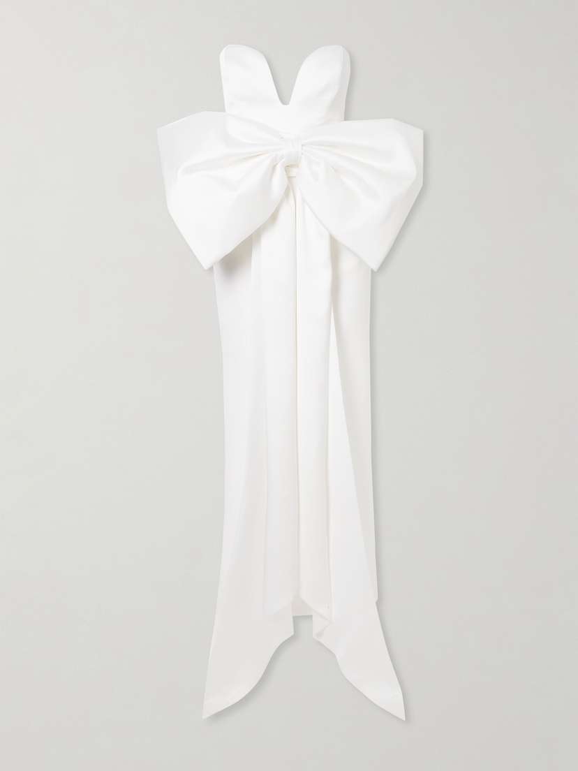 The New Arrivals Ilkyaz Ozel Peggy Strapless Bow-detailed Satin Gown