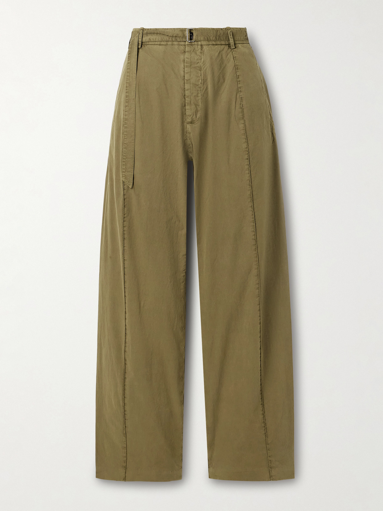 Co Belted Paneled Tton Wide-leg Pants In Green