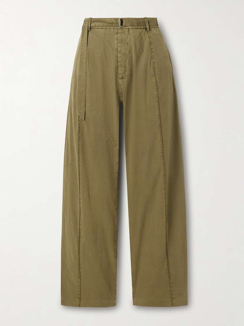 Co Belted Paneled tton Wide-leg Pants