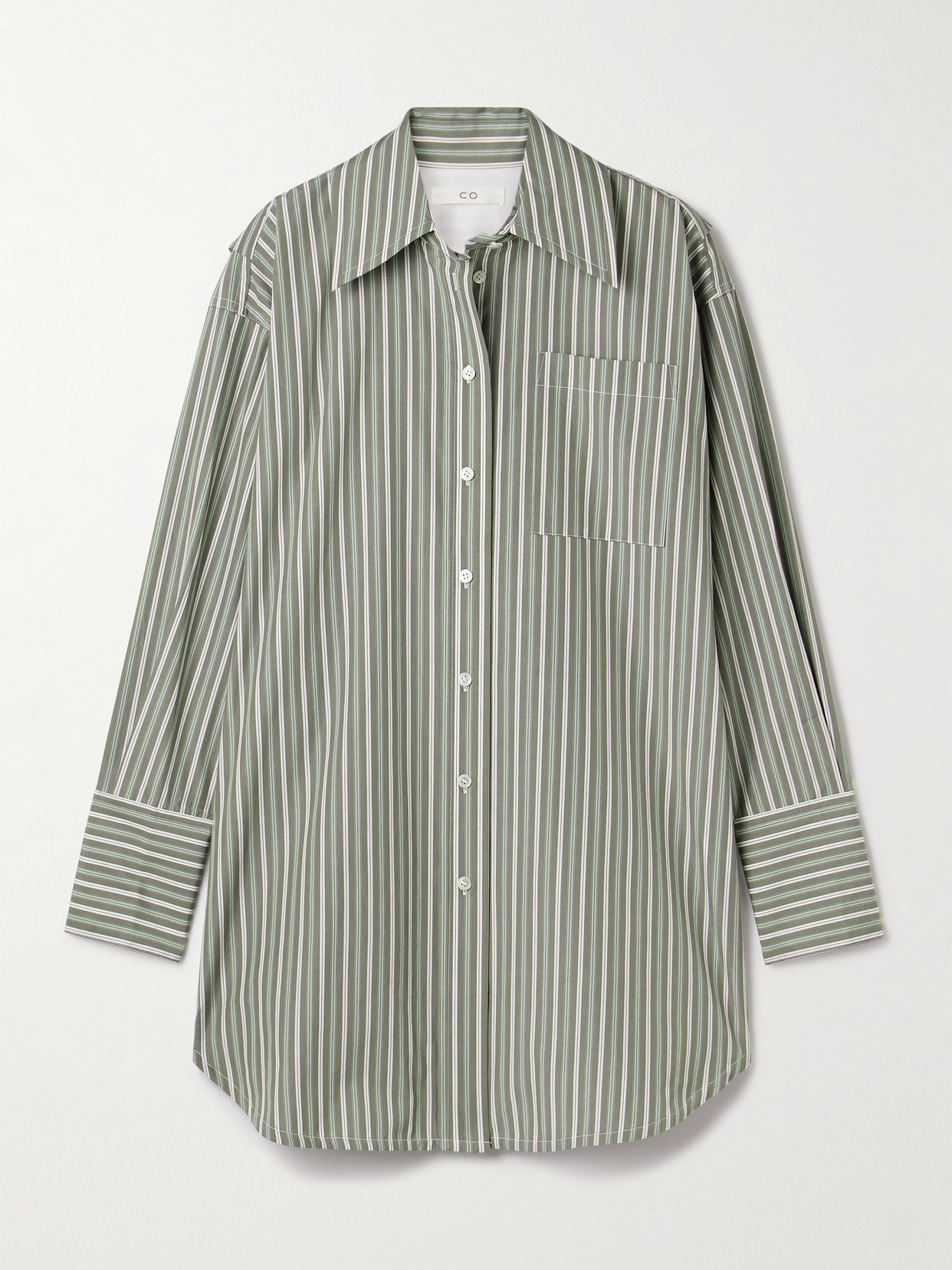 Co Oversized Striped Tton-poplin Shirt In Green