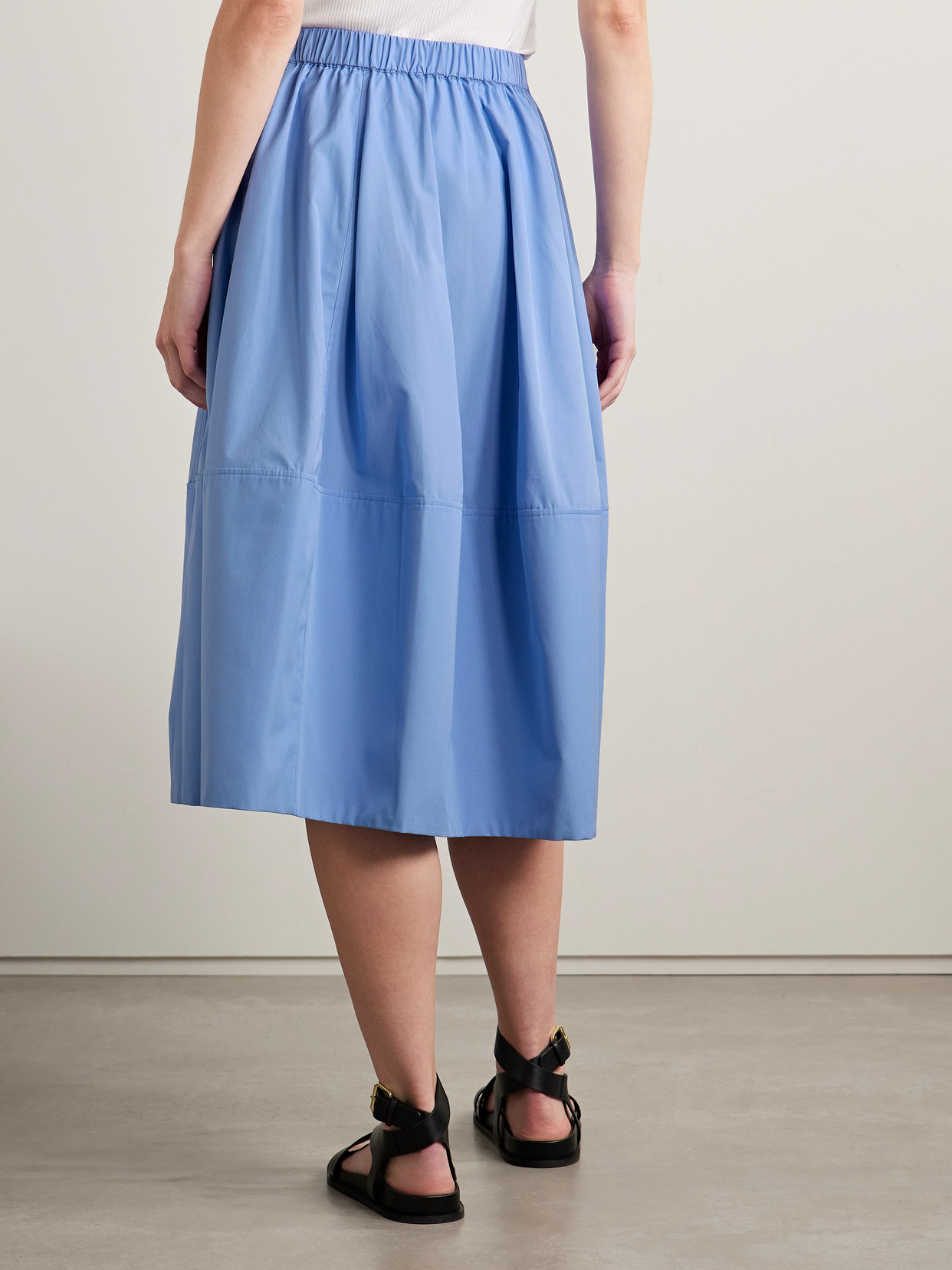 Co Paneled Tton-poplin Midi Skirt In Blue
