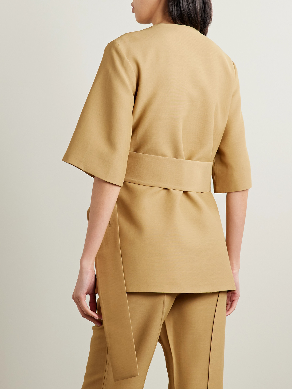 Co Woven Wrap Top In Brown