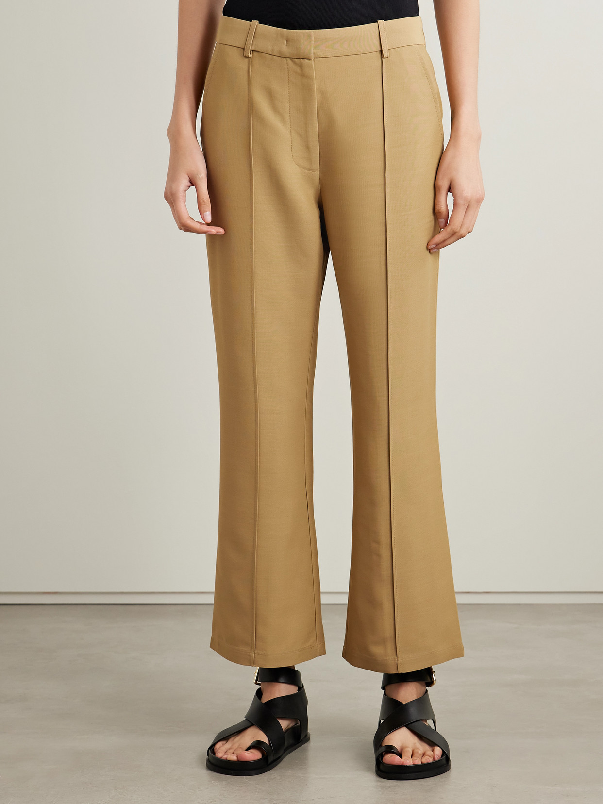 Co Cropped Woven Straight-leg Pants In Brown
