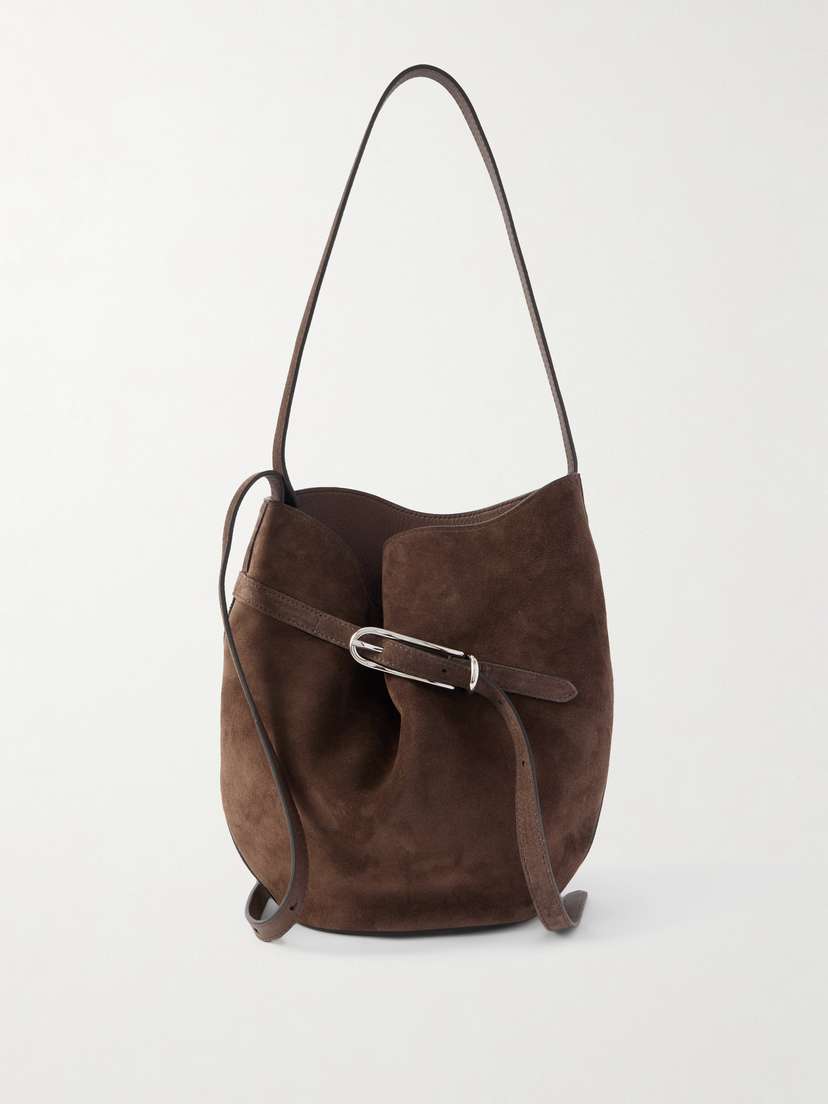 Liffner Buckled Suede Bucket Bag