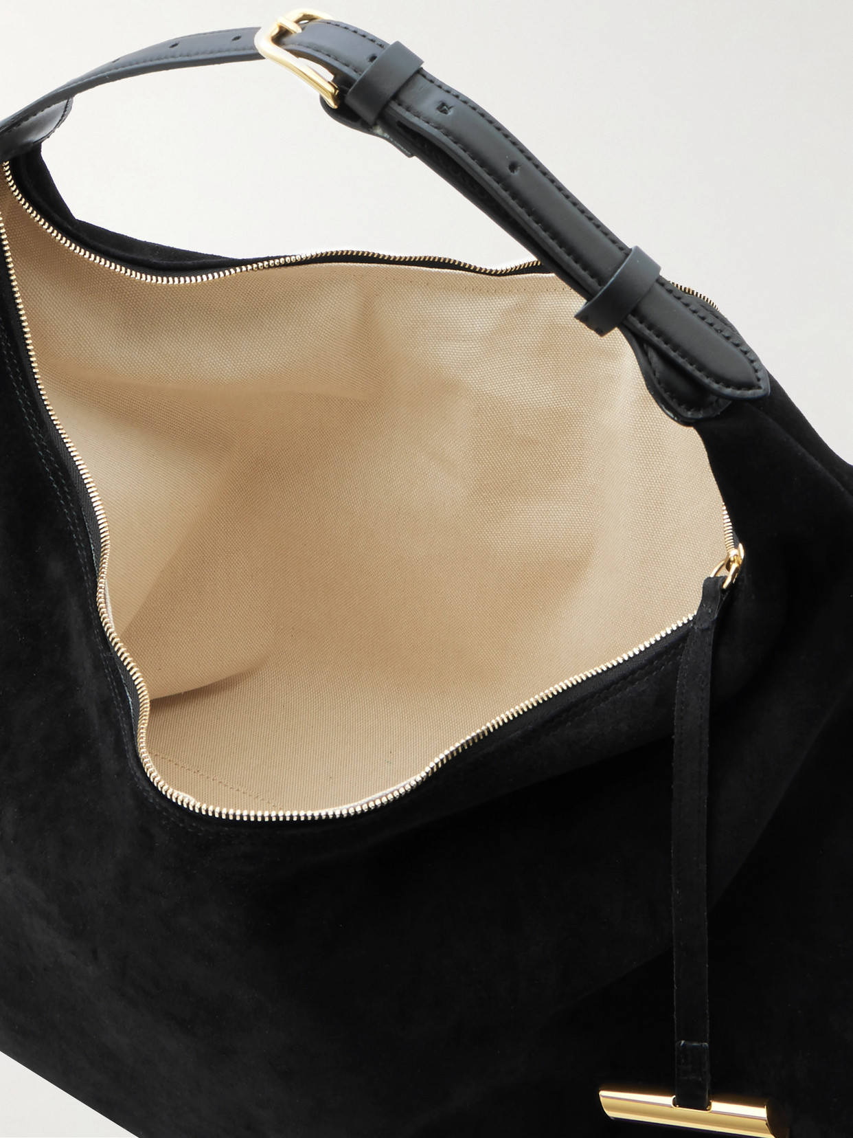 Liffner Pillow Buckled Suede Shoulder Bag