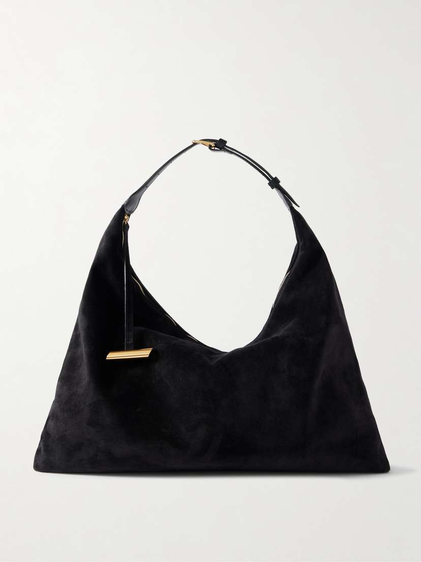Liffner Pillow Buckled Suede Shoulder Bag