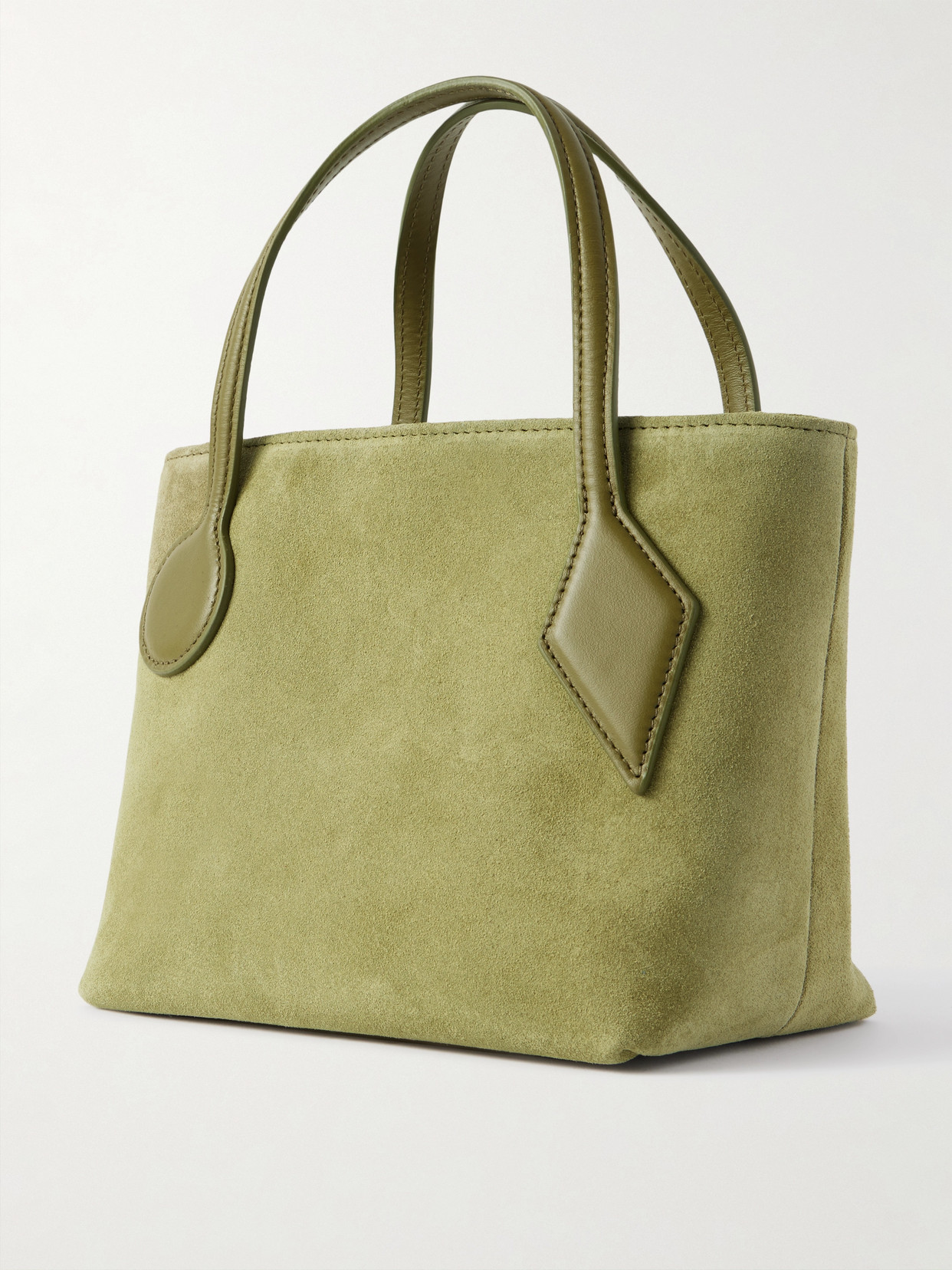 Liffner Sprout Micro Leather-trimmed Suede Tote In Green