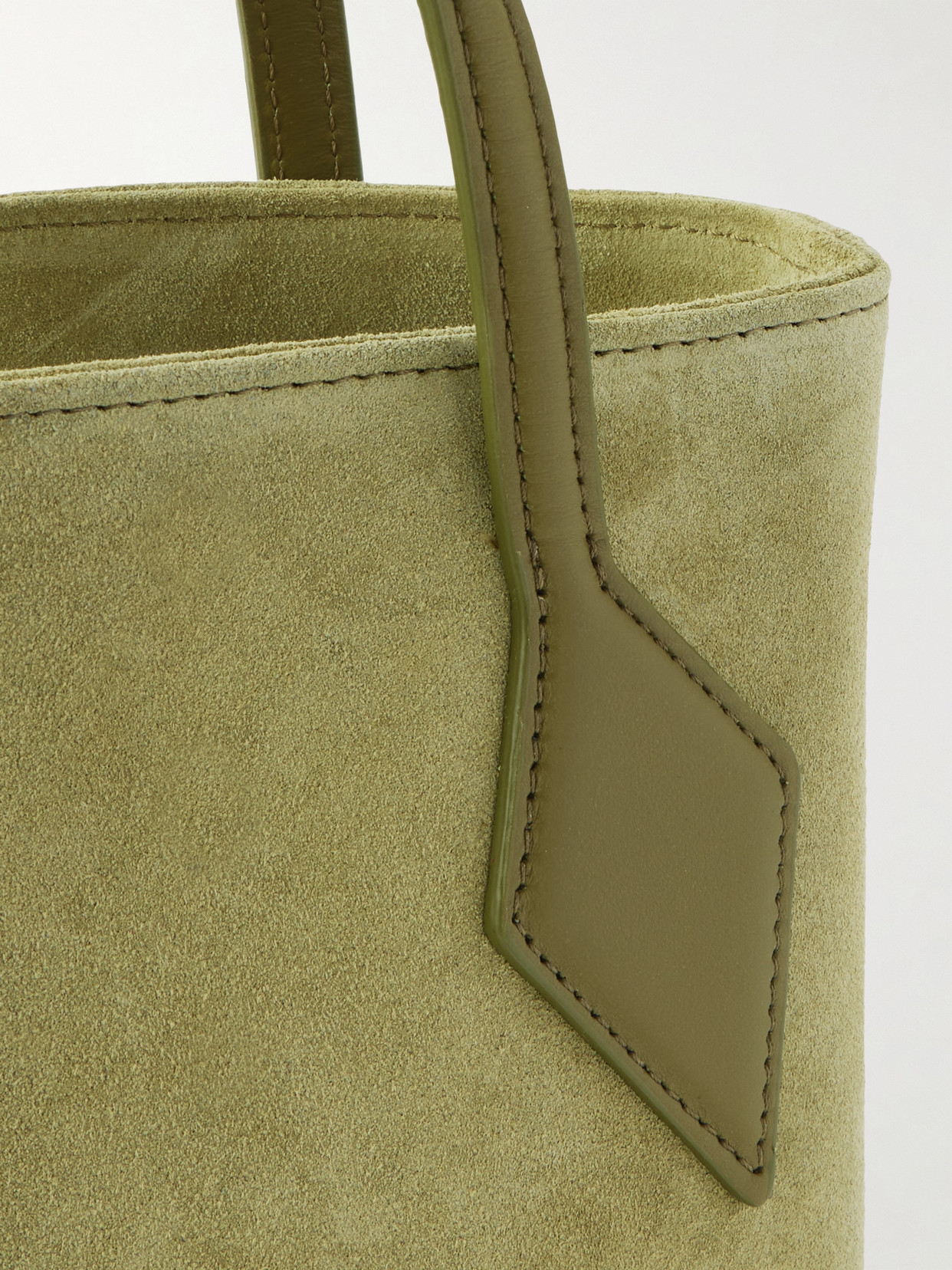 Liffner Sprout Micro Leather-trimmed Suede Tote In Green