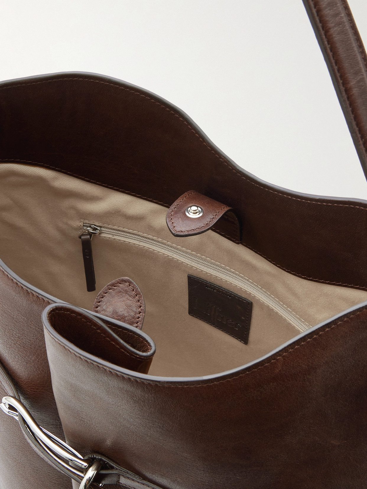 Liffner Buckled Leather Bucket Bag