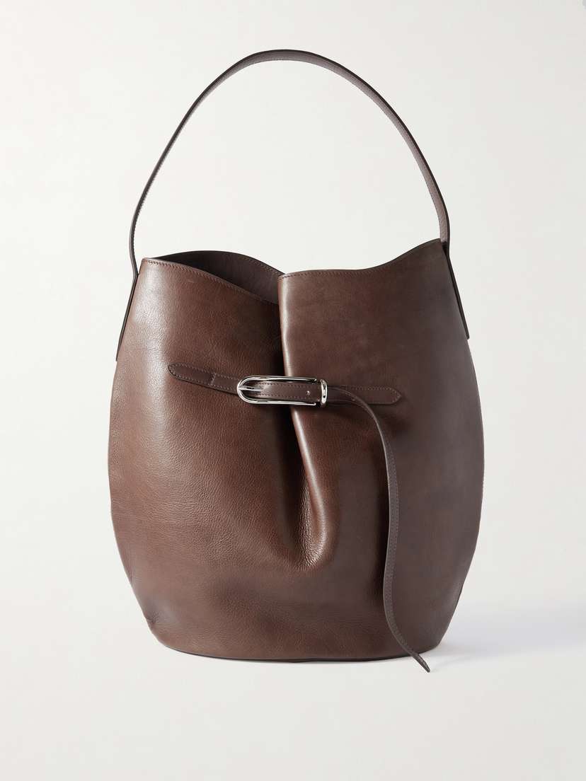 Liffner Buckled Leather Bucket Bag