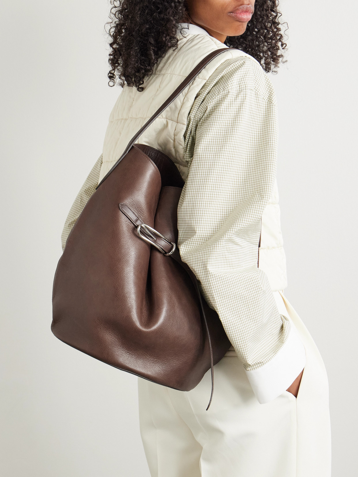 Liffner Buckled Leather Bucket Bag