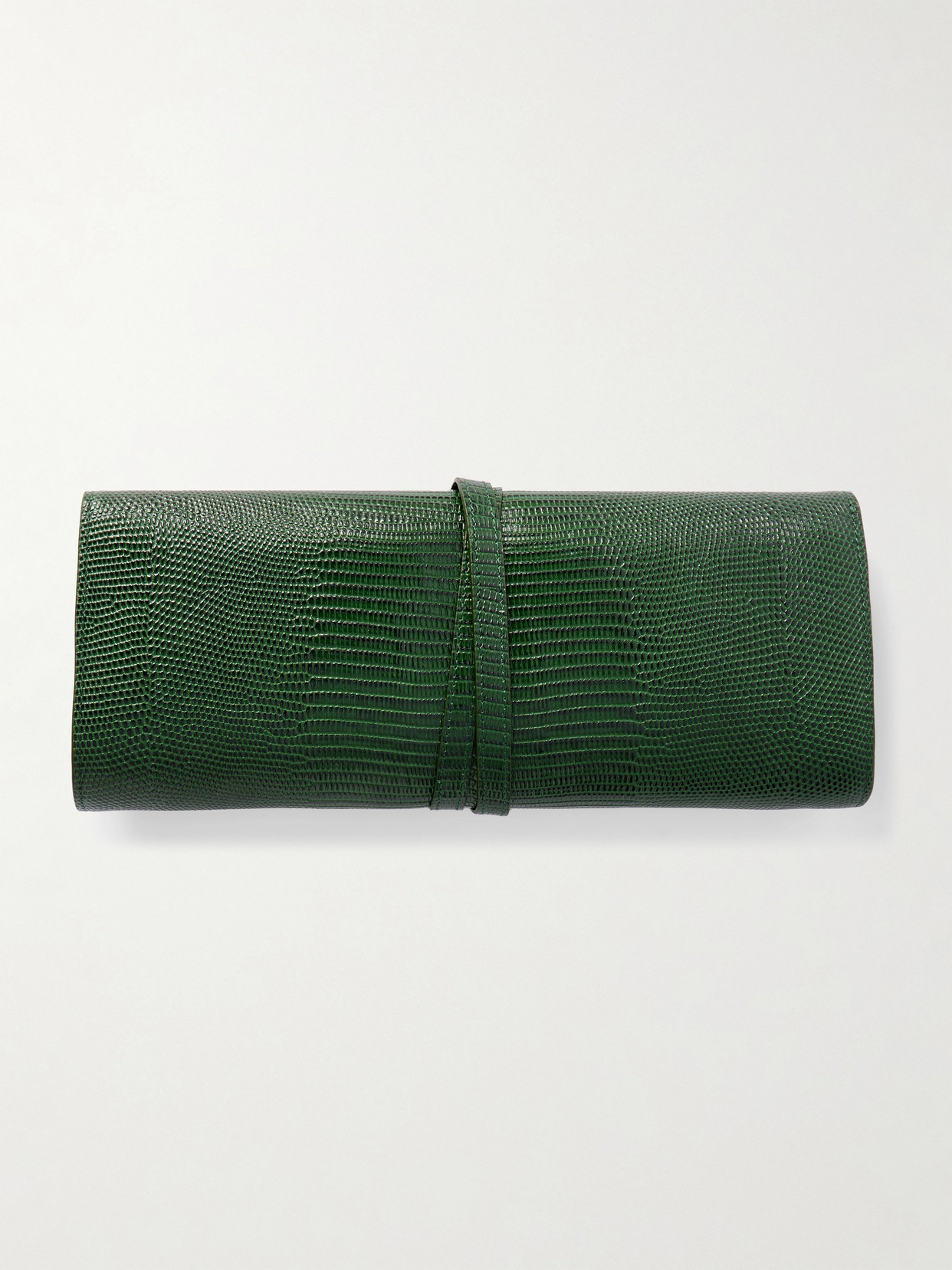 Liffner Belted Lizard-effect Leather Clutch