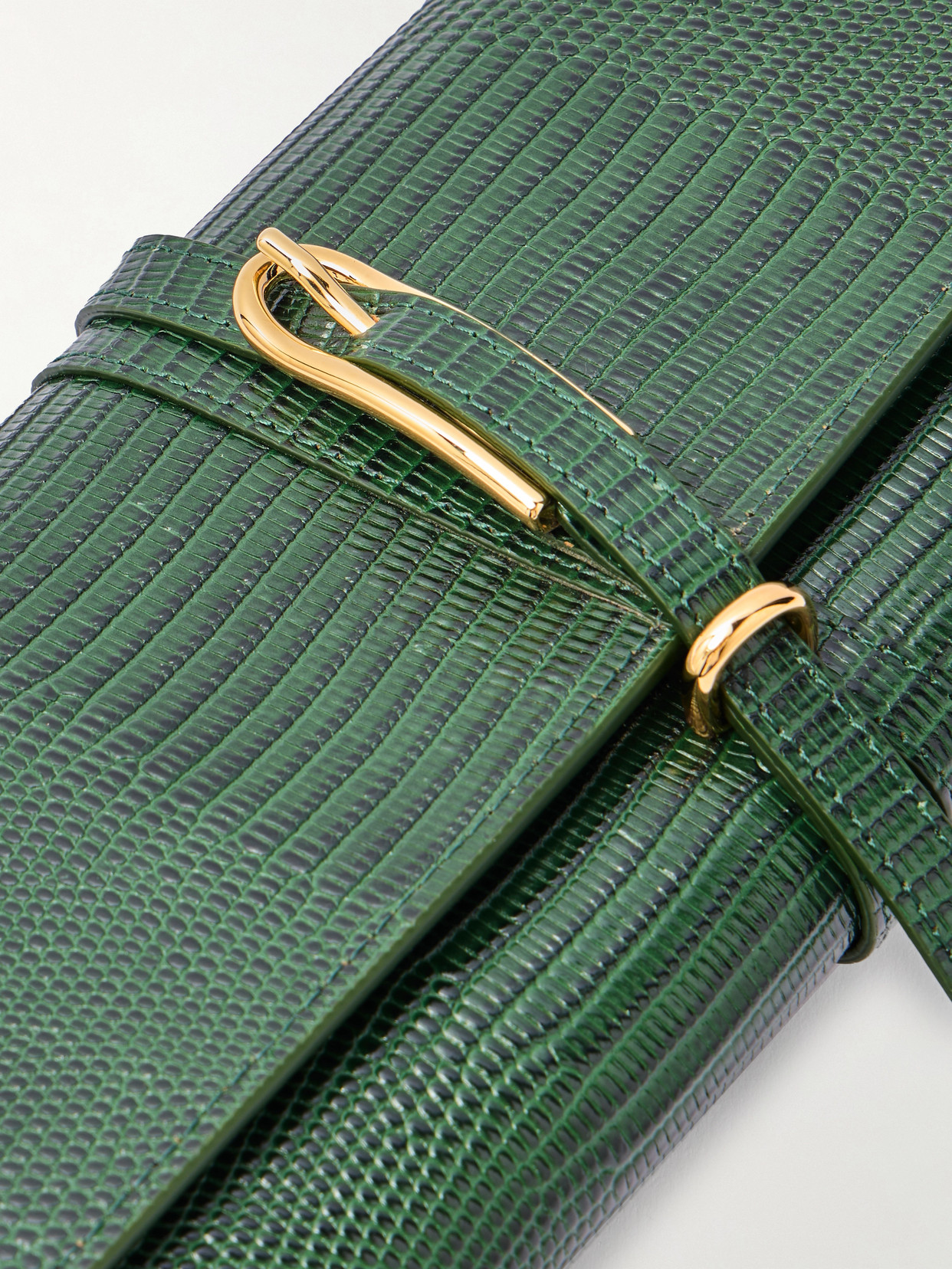 Liffner Belted Lizard-effect Leather Clutch