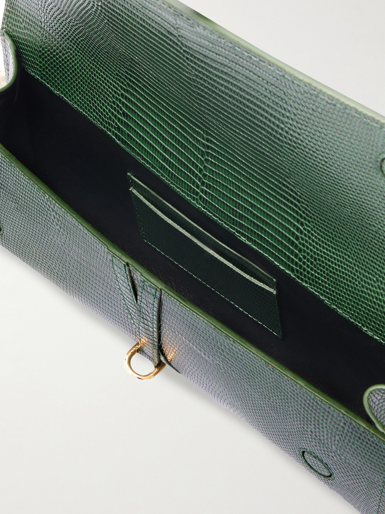 Liffner Belted Lizard-effect Leather Clutch
