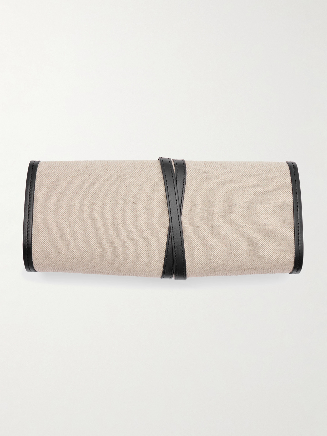 Liffner Belted Leather-trimmed Canvas Clutch
