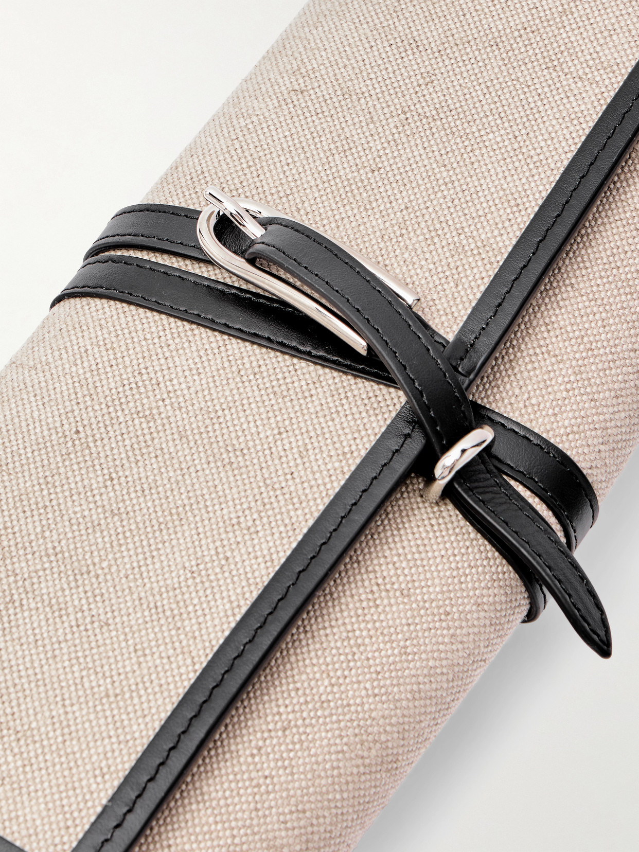 Liffner Belted Leather-trimmed Canvas Clutch