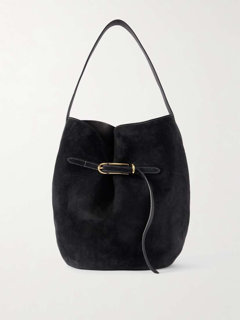 Liffner Buckled Suede Bucket Bag
