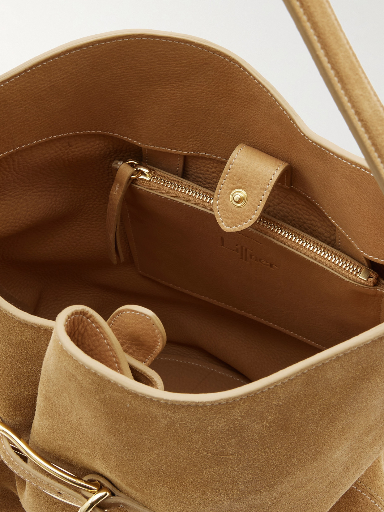 Liffner Buckled Suede Bucket Bag