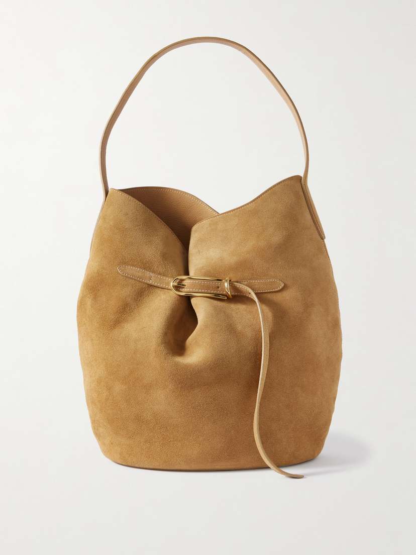 Liffner Buckled Suede Bucket Bag