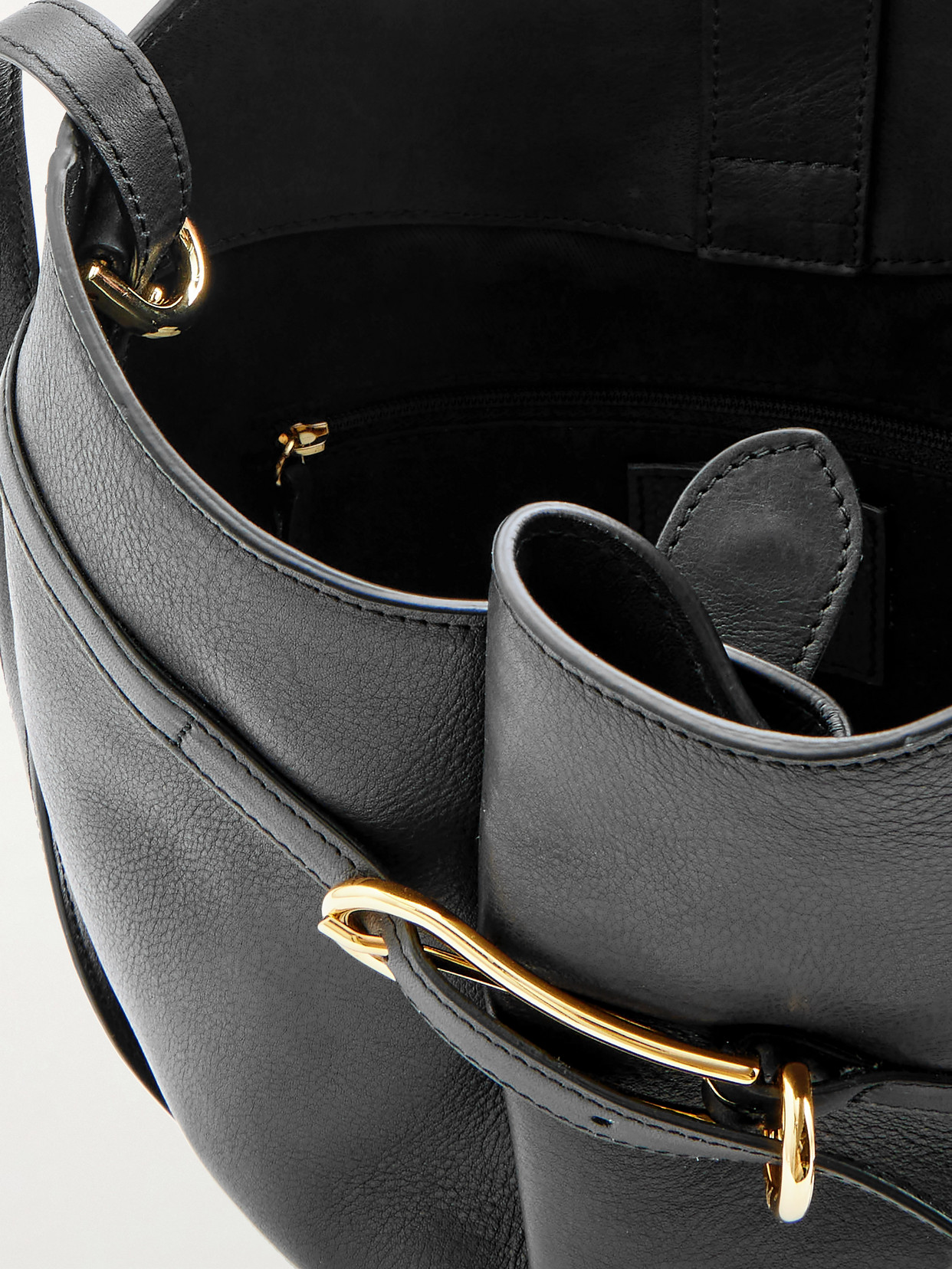 Liffner Buckled Leather Bucket Bag
