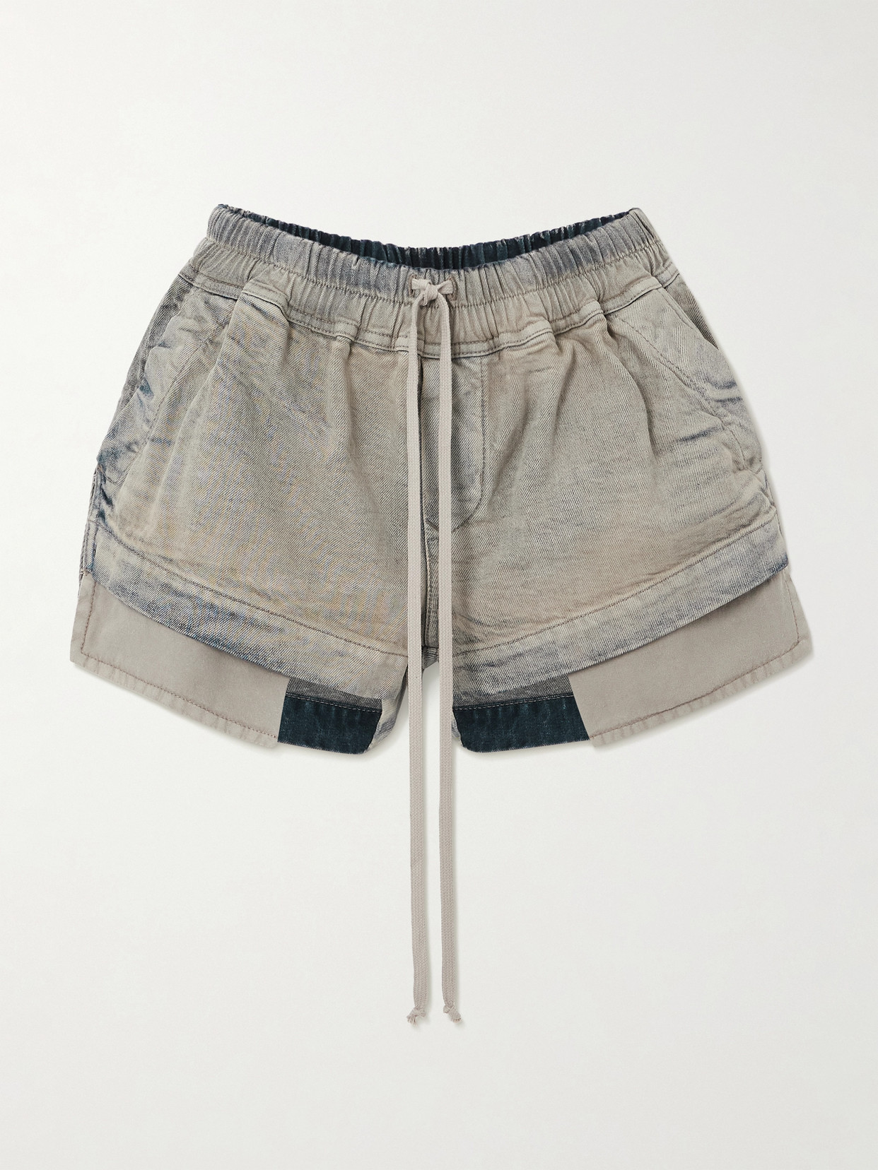 Rick Owens Layered Denim Shorts In Blue