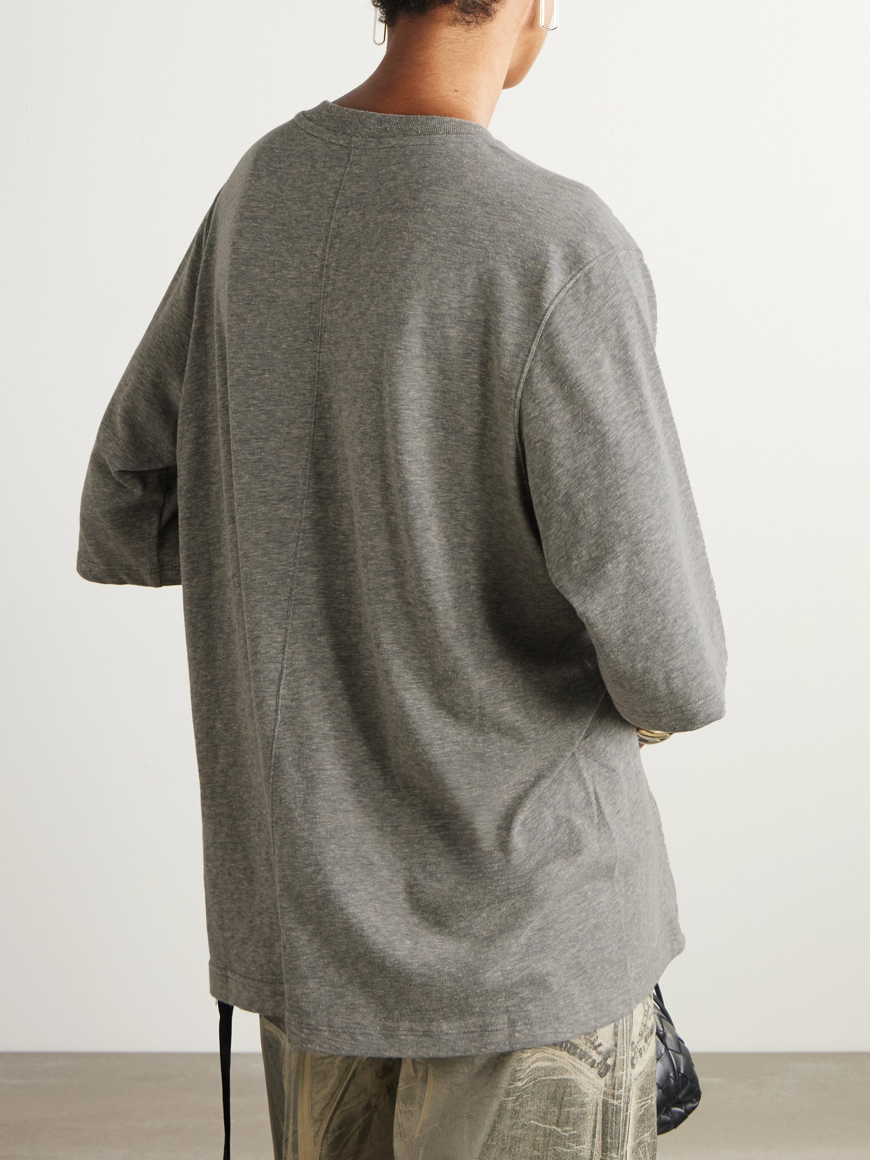 Rick Owens Walrus Paneled Cotton-jersey T-shirt In Gray