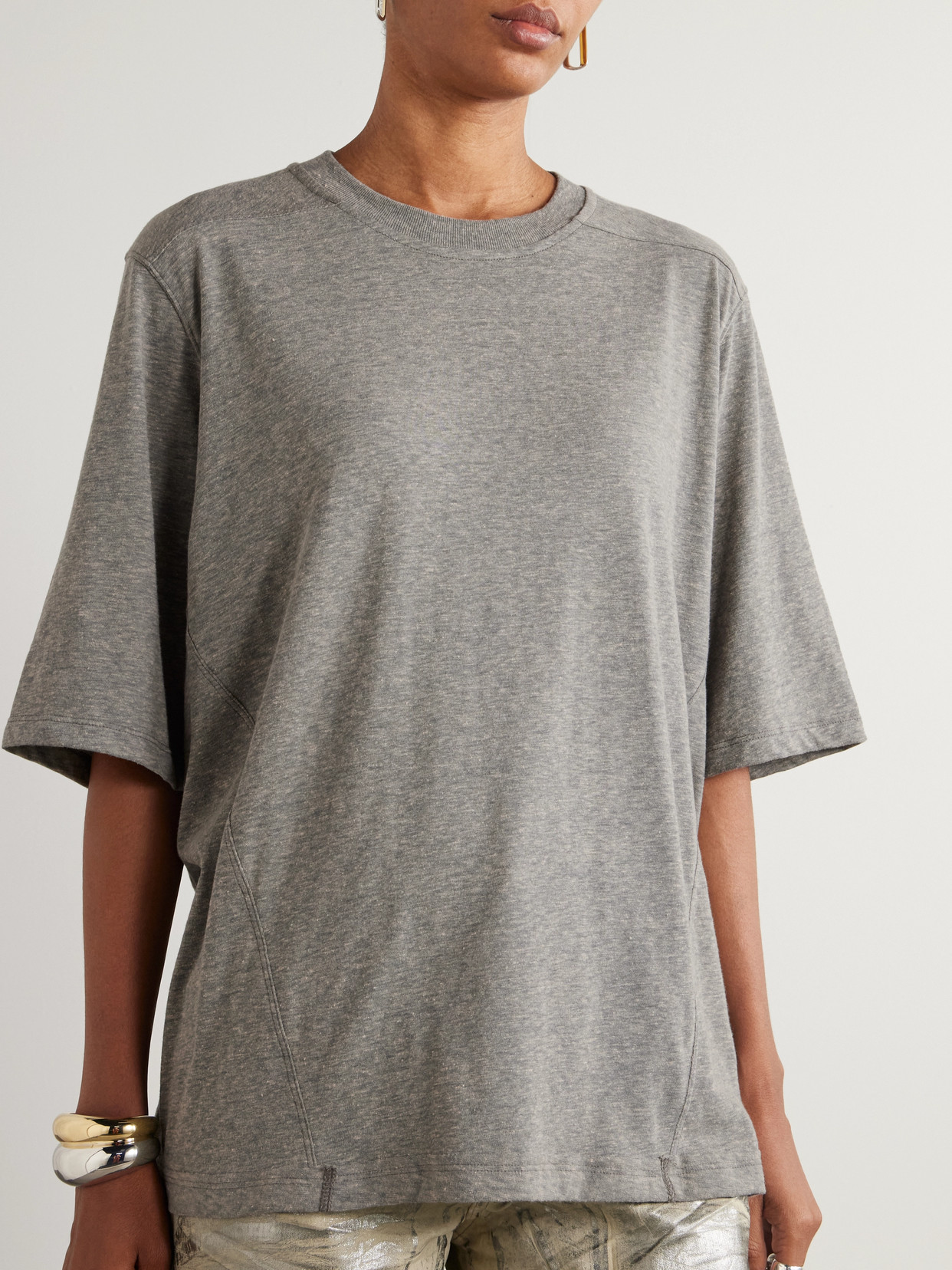 Rick Owens Walrus Paneled Cotton-jersey T-shirt In Gray