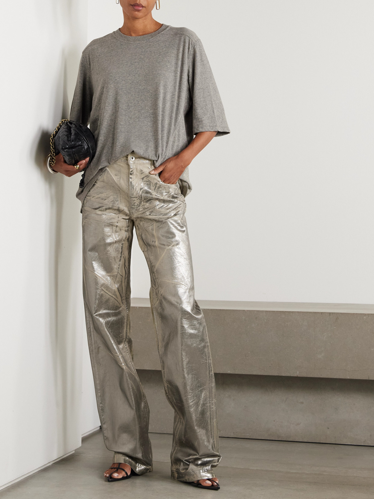 Rick Owens Walrus Paneled Cotton-jersey T-shirt In Gray