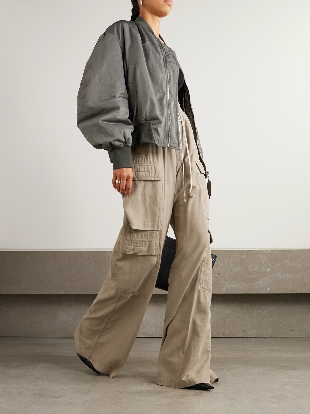 Rick Owens Jumbo Belas Cotton-twill Wide-leg Cargo Pants In Neutral