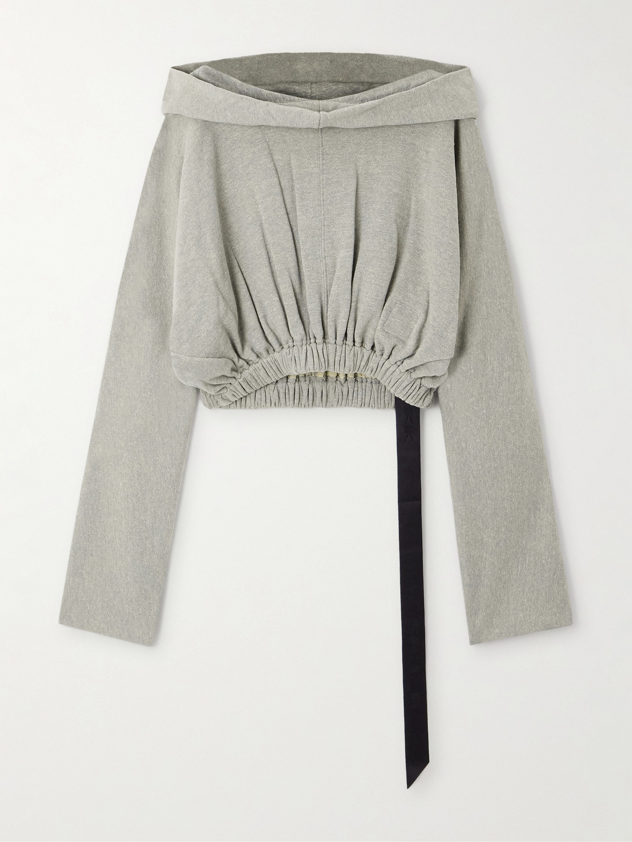 Rick Owens Cropped Cotton-blend Jersey Hoodie In Gray