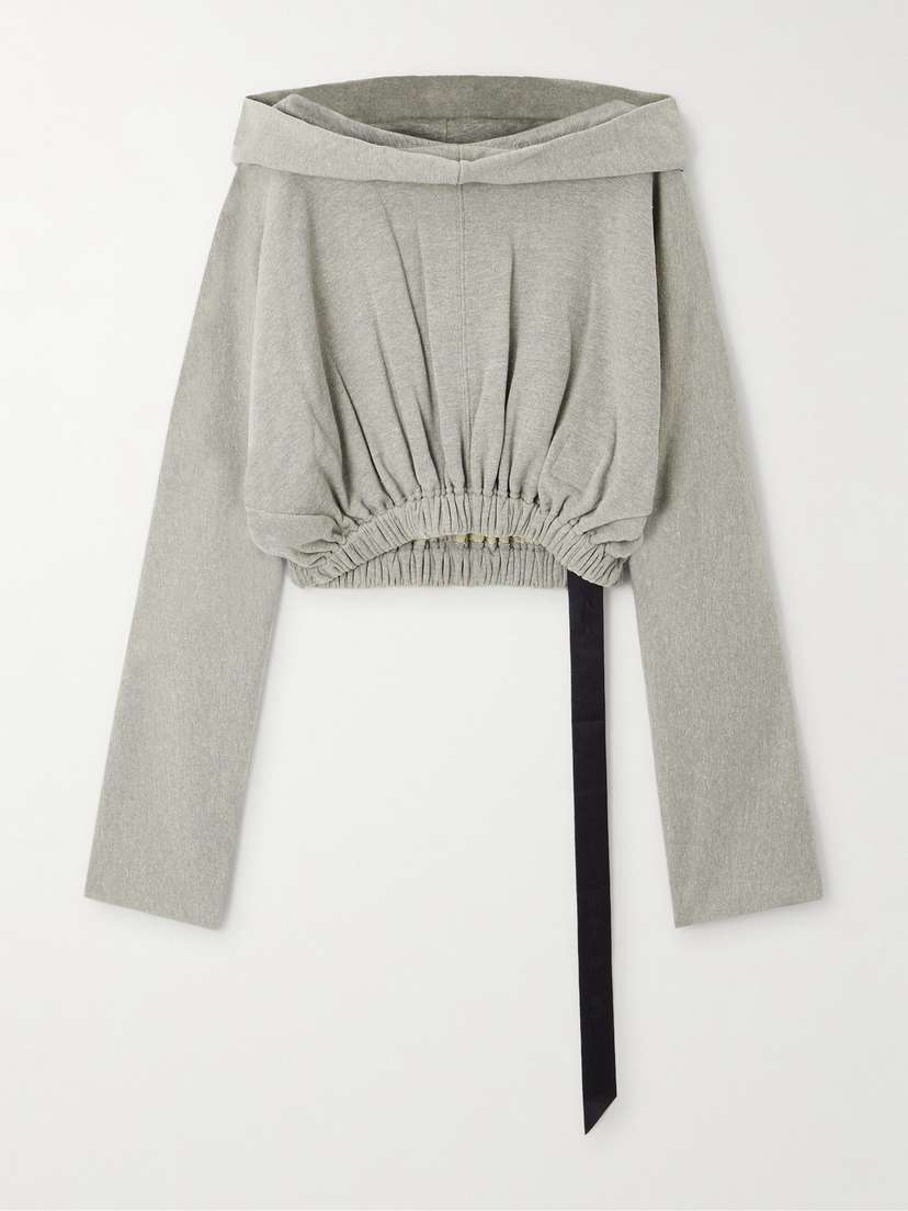 Rick Owens Cropped Cotton-blend Jersey Hoodie