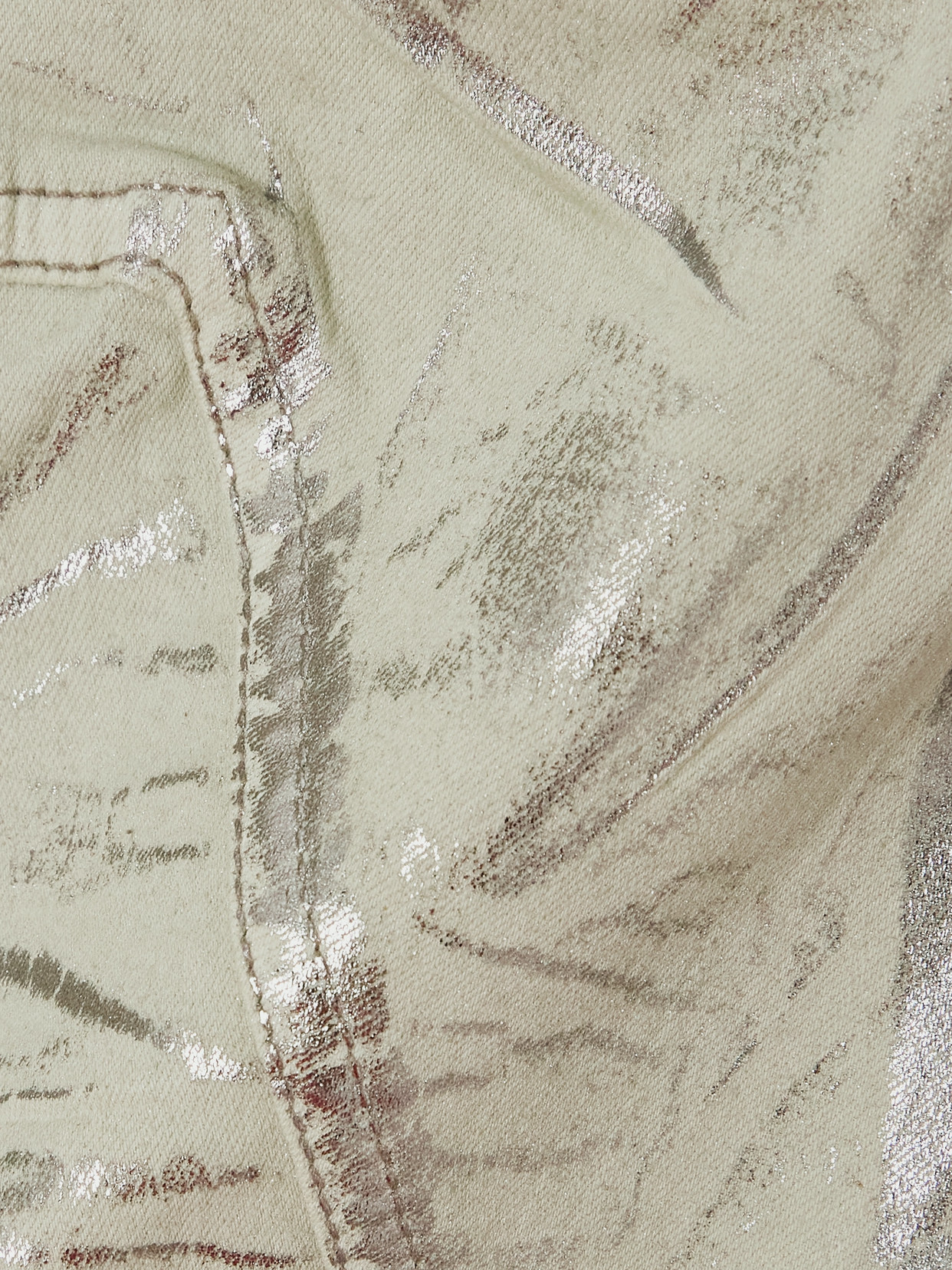 Strapless Frayed Metallic Denim Bustier Top