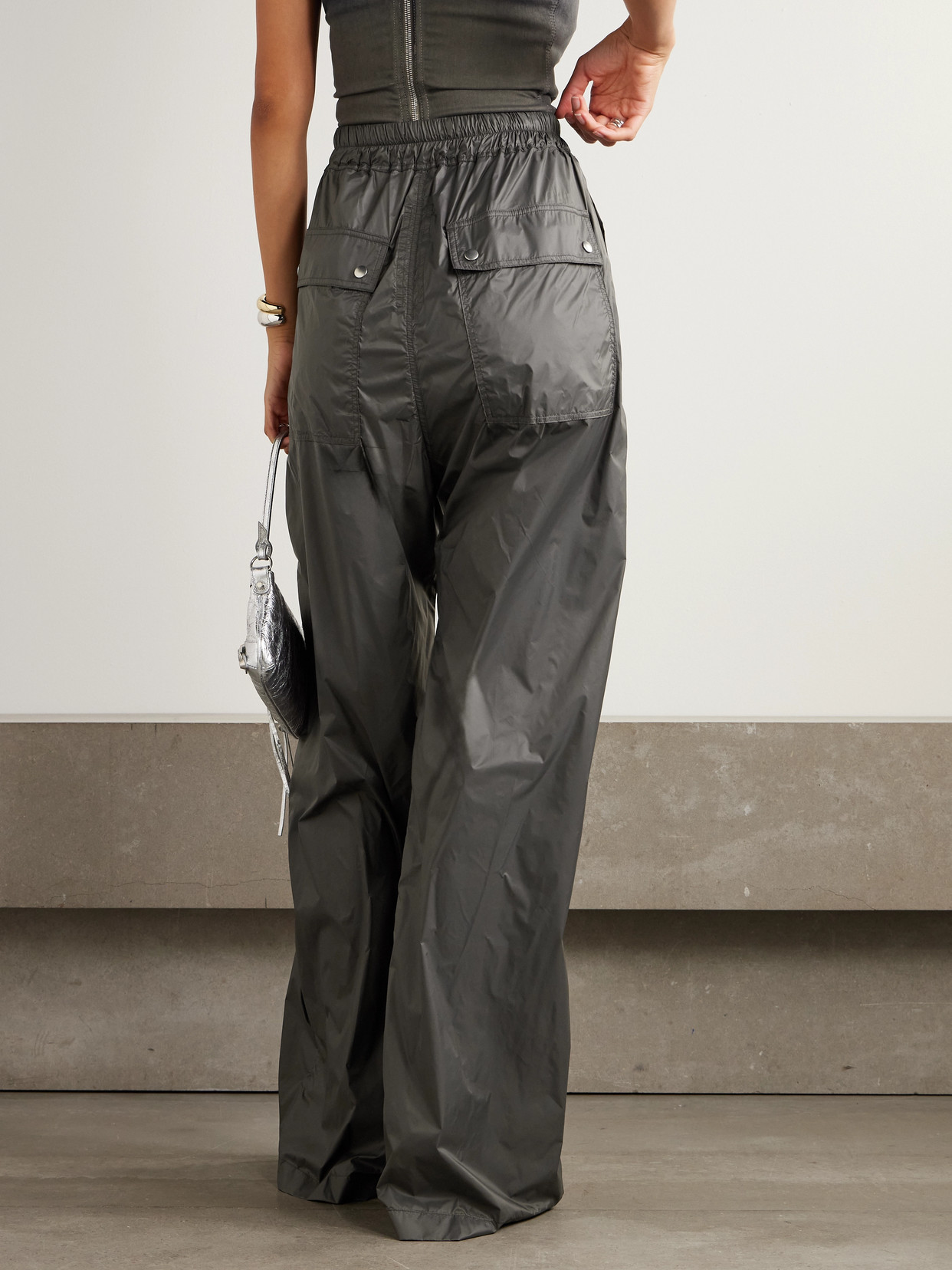 Rick Owens Geth Belas Shell Wide-leg Pants In Gray