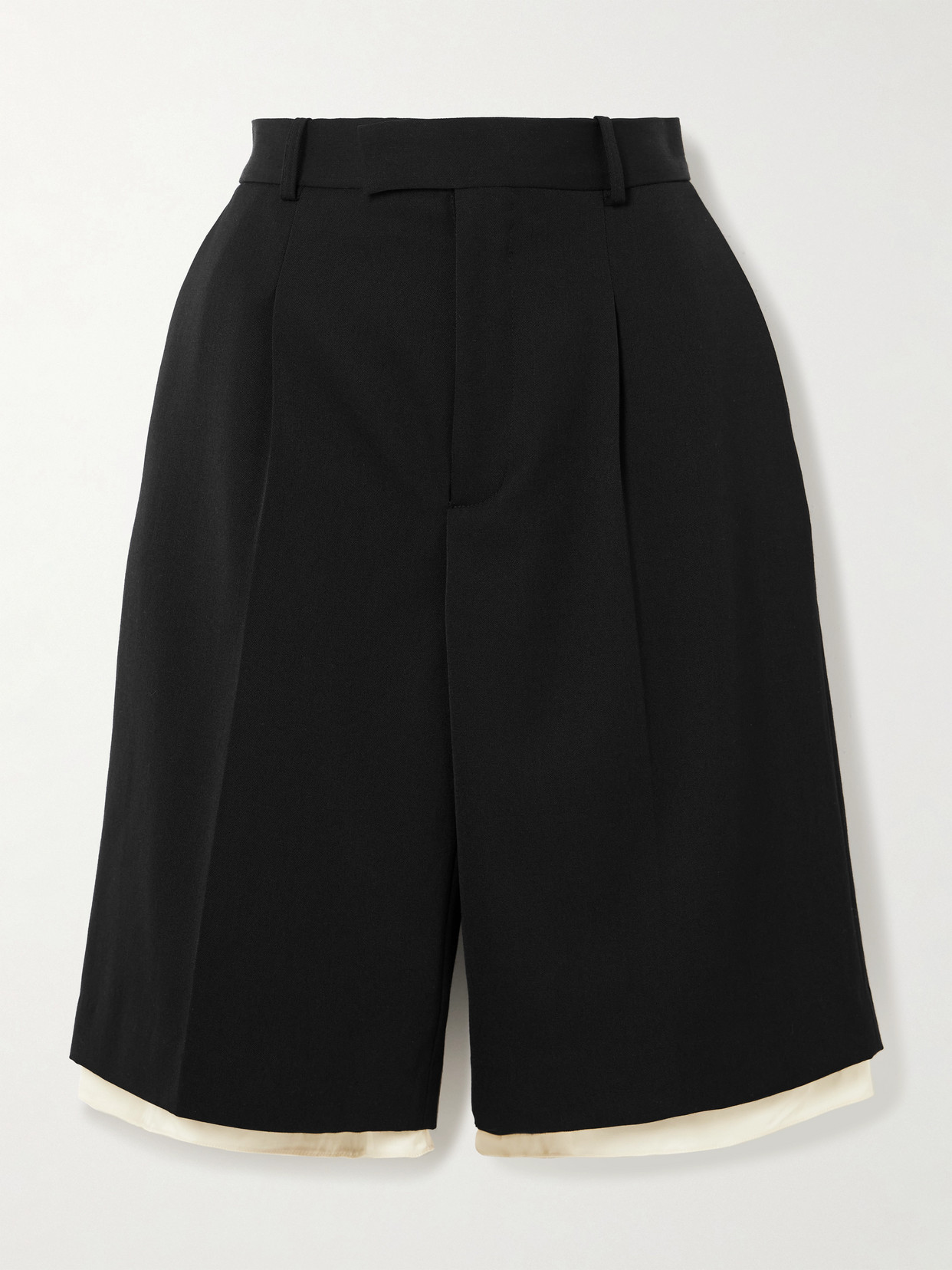 Rohe Satin-trimmed Pleated Woven Shorts In Black
