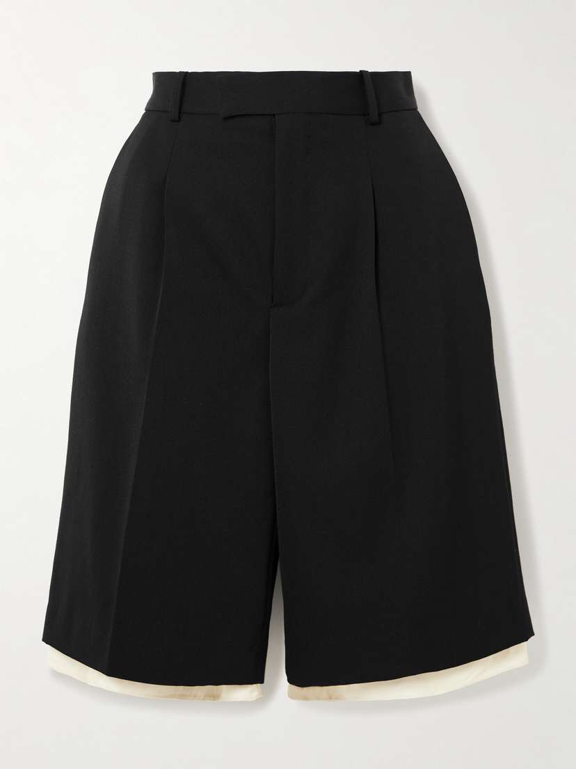 RÓHE Satin-trimmed Pleated Woven Shorts