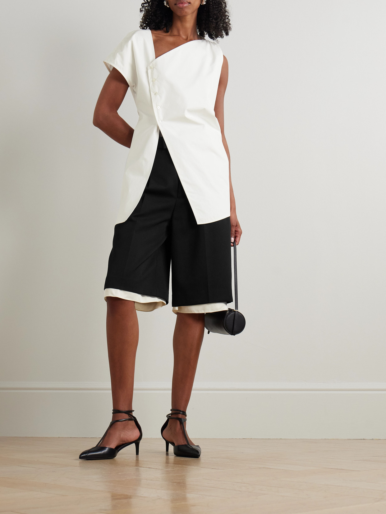 Rohe Satin-trimmed Pleated Woven Shorts In Black