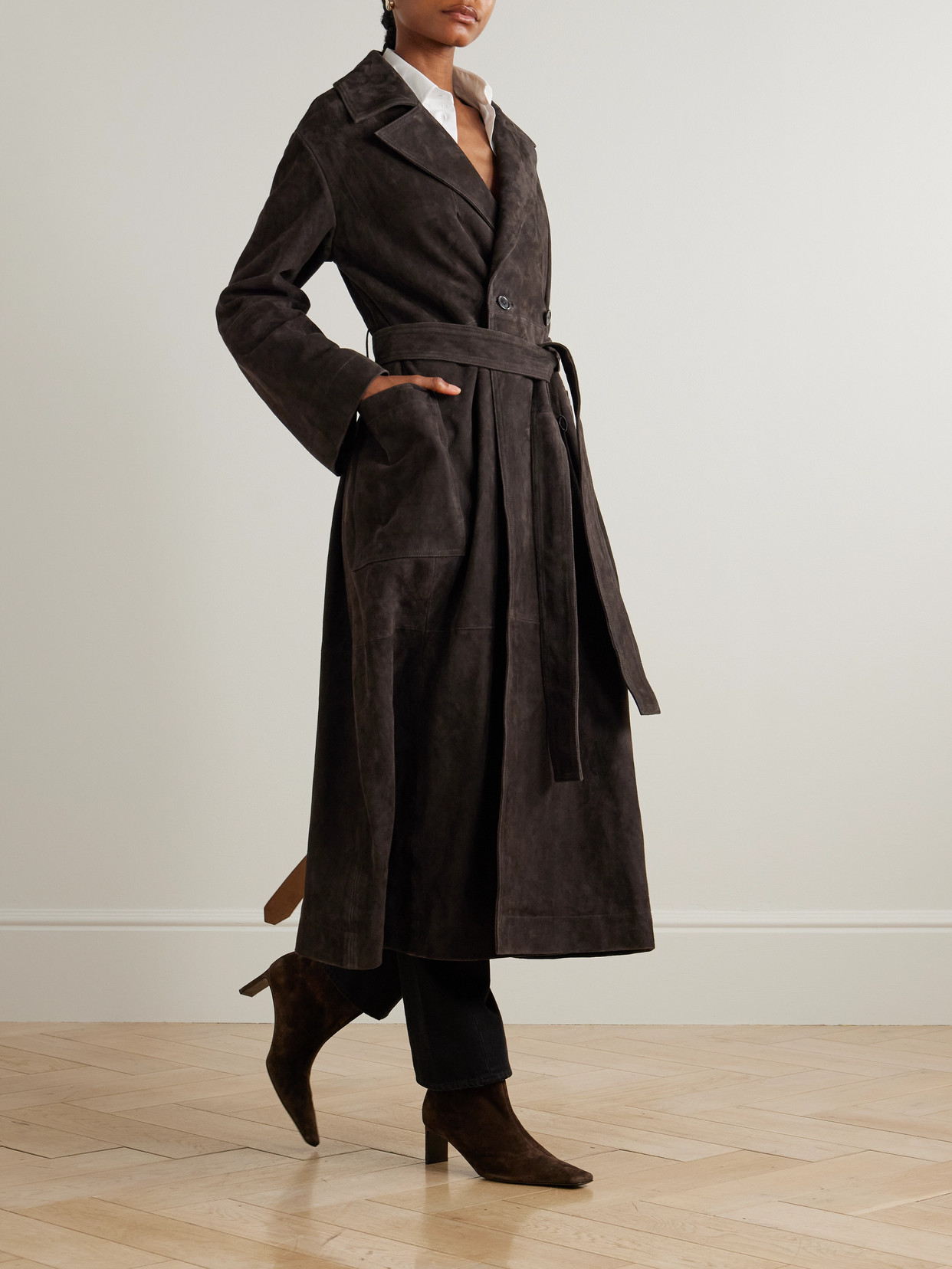 Rohe Double-breasted Suede Trench Coat