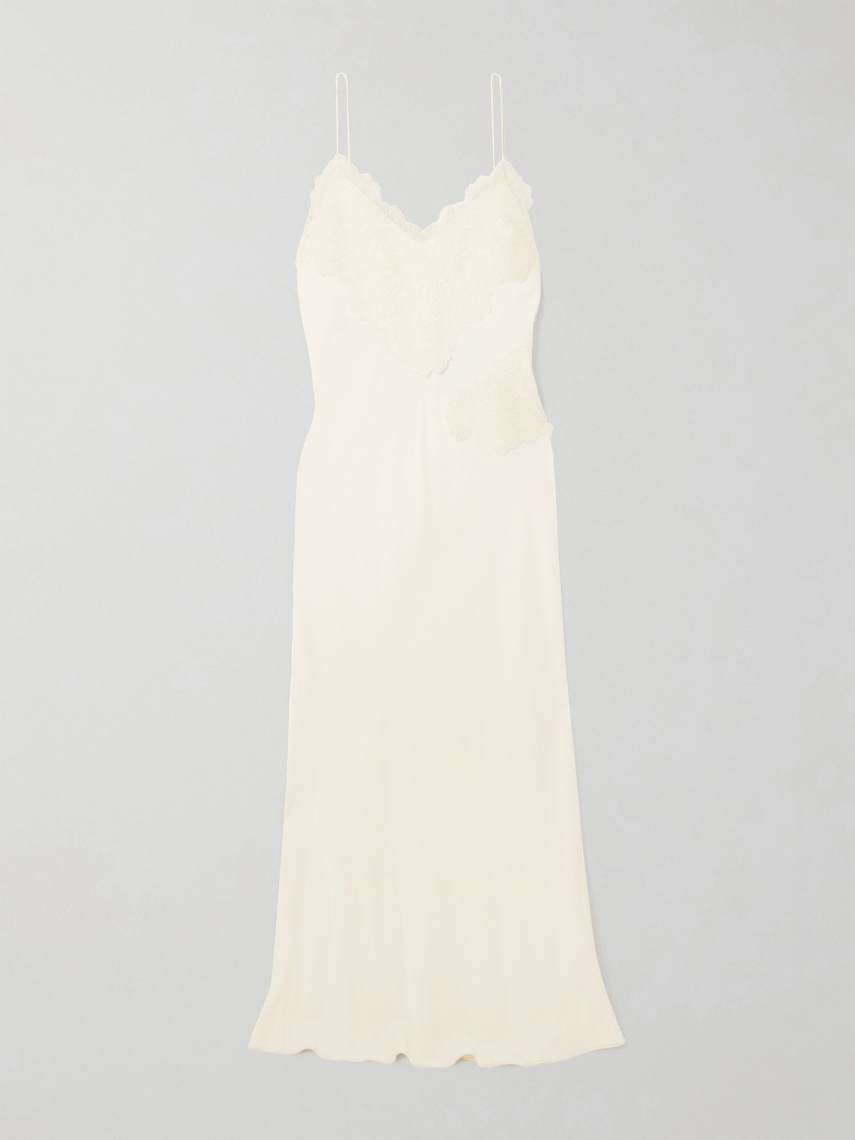 Rohe Lace-trimmed Satin Maxi Dress In White