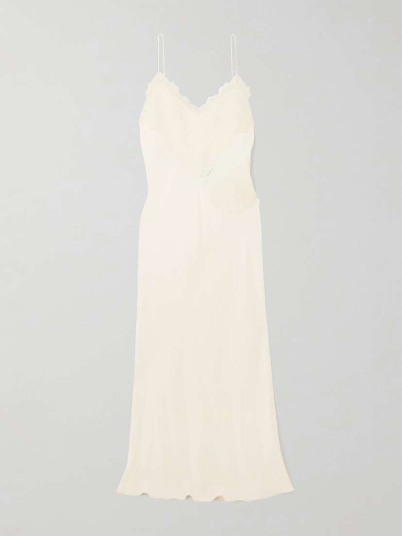 RÓHE Lace-trimmed Satin Maxi Dress