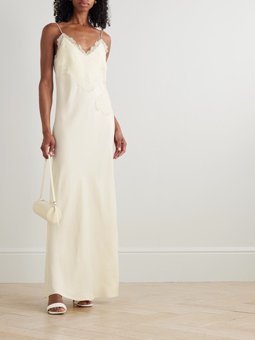 Róhe Lace-trimmed satin maxi dress