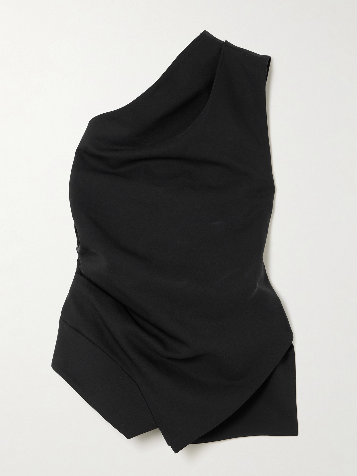 Rohe Asymmetric One-shoulder Gathered Woven Top In Black