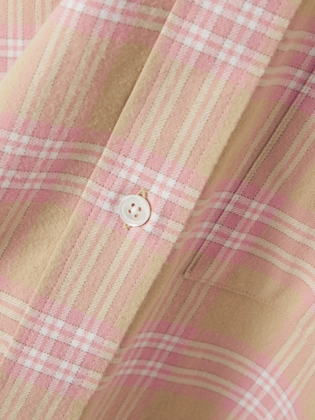 Rohe Check Flannel Overshirt Pink Beige Check In Multi